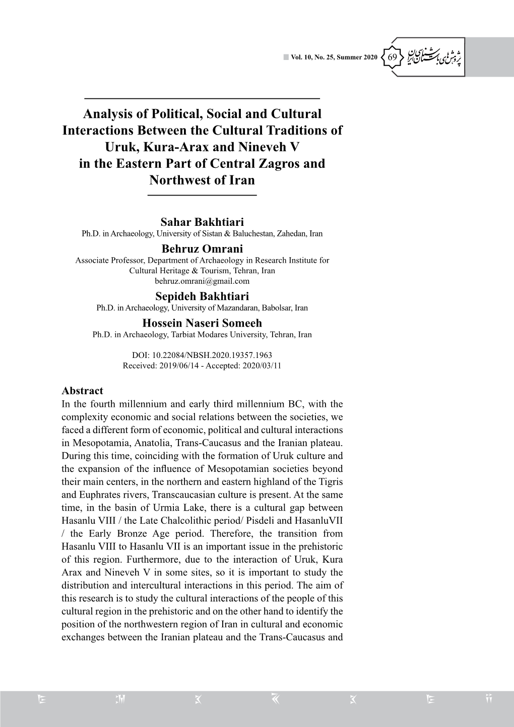 Analysis of Political, Social and Cultural Interactions Between The
