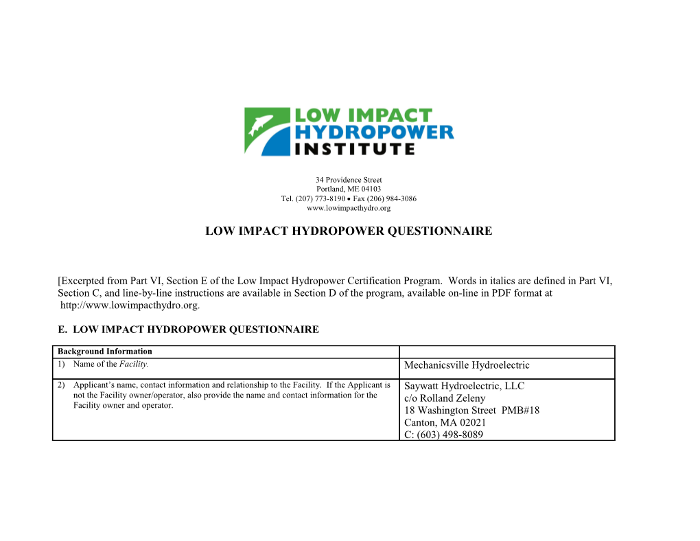 Low Impact Hydropower Institute s1