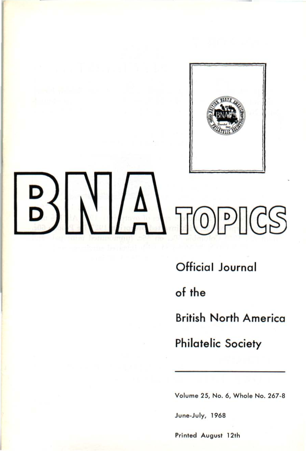 Official Journal of the British North America Philatelic Society