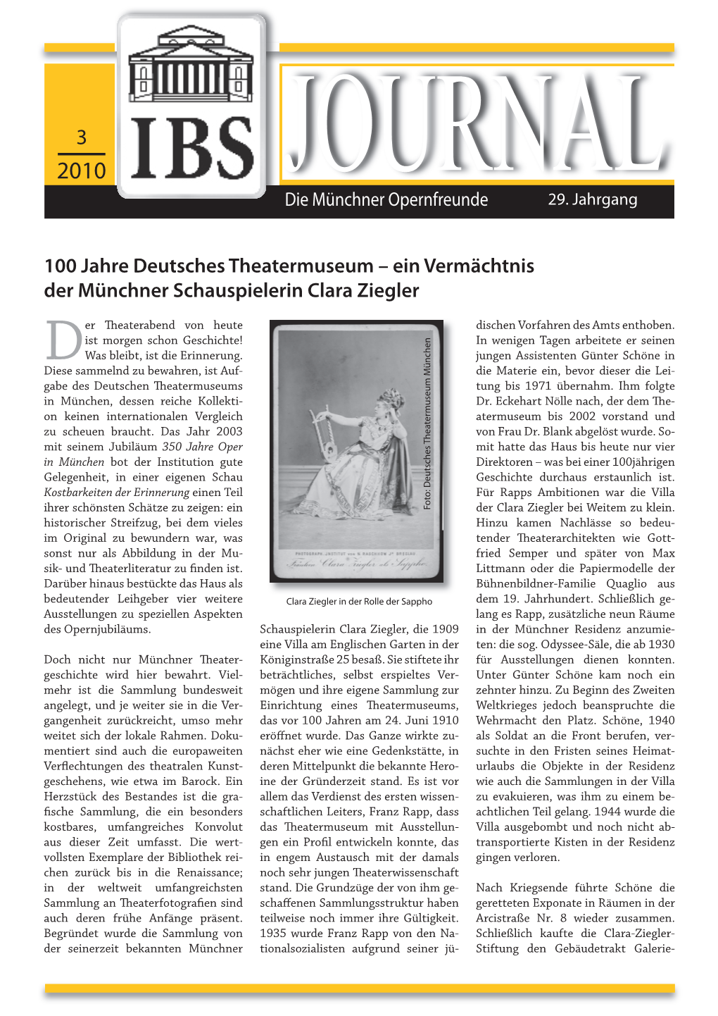 100 Jahre Deutsches Theatermuseum – Ein Vermächtnis Der Münchner Schauspielerin Clara Ziegler