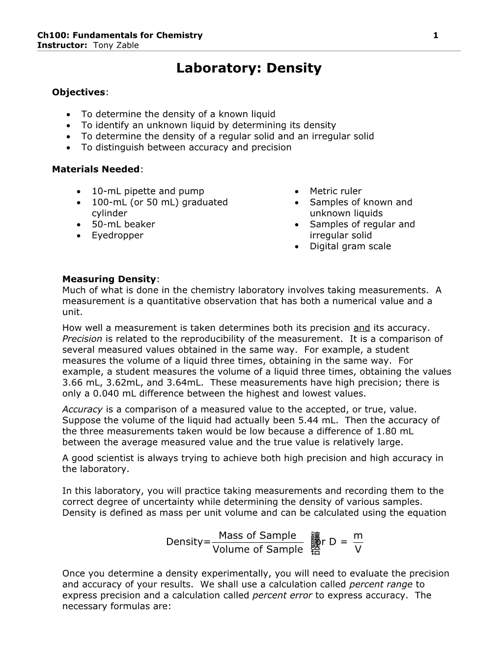 Ch100: Fundamentals for Chemistry 6