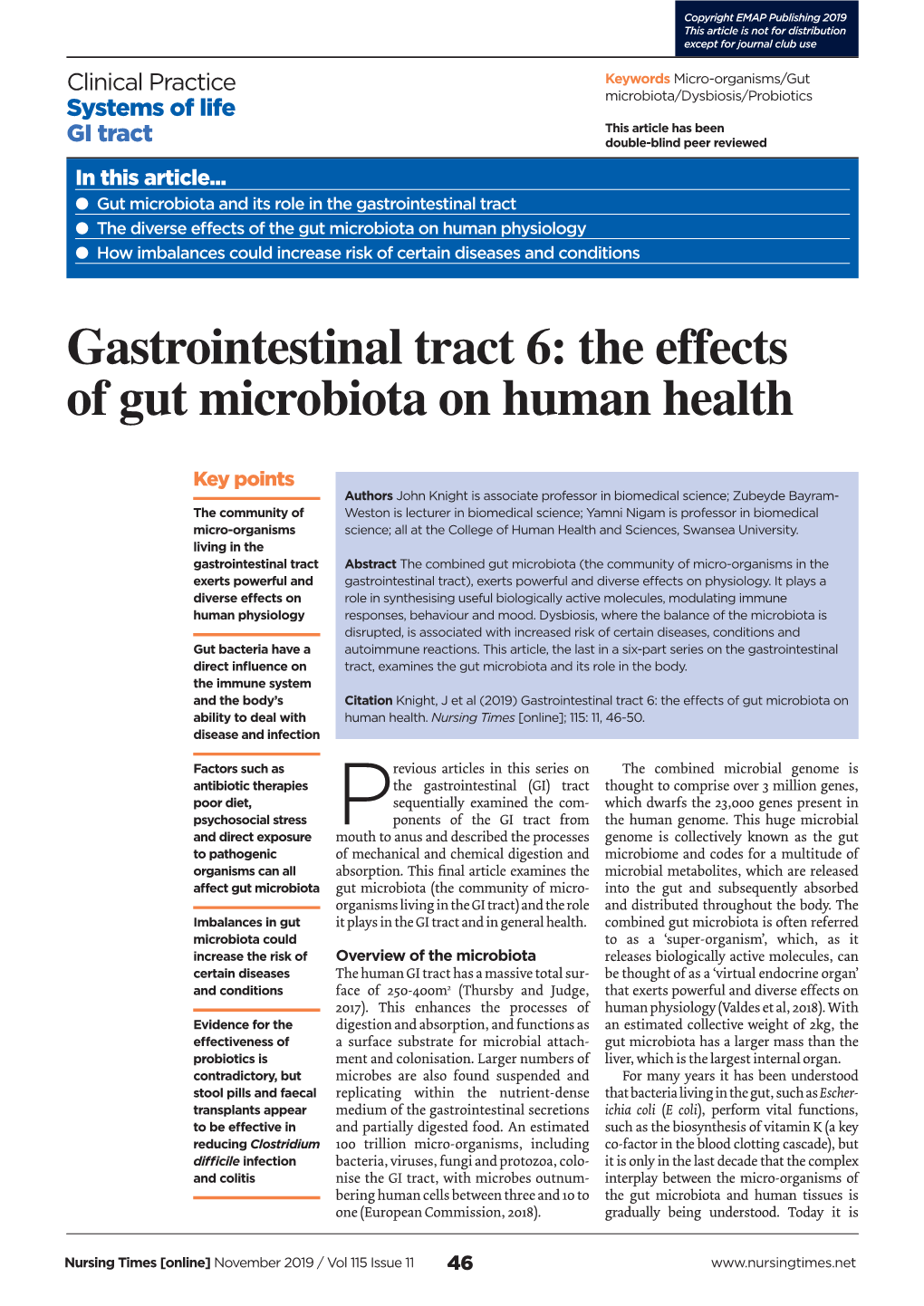 191023 Gastrointestinal Tract 6- the Effects of Gut Microbiota on Human