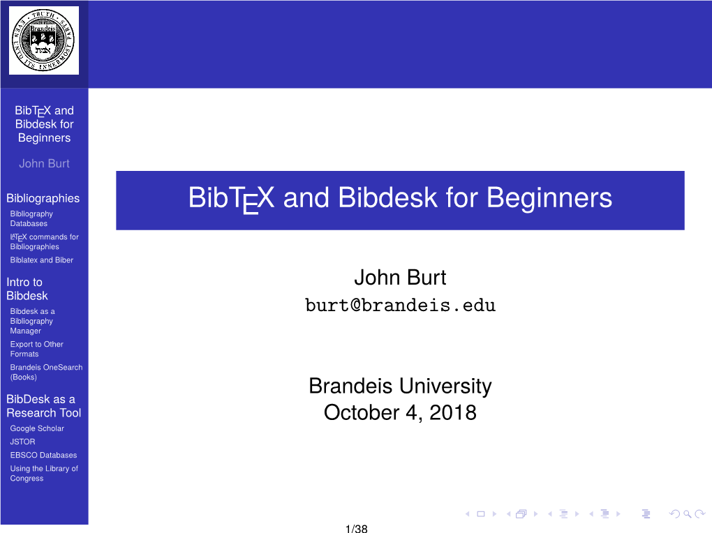 Bibtex and Bibdesk for Beginners