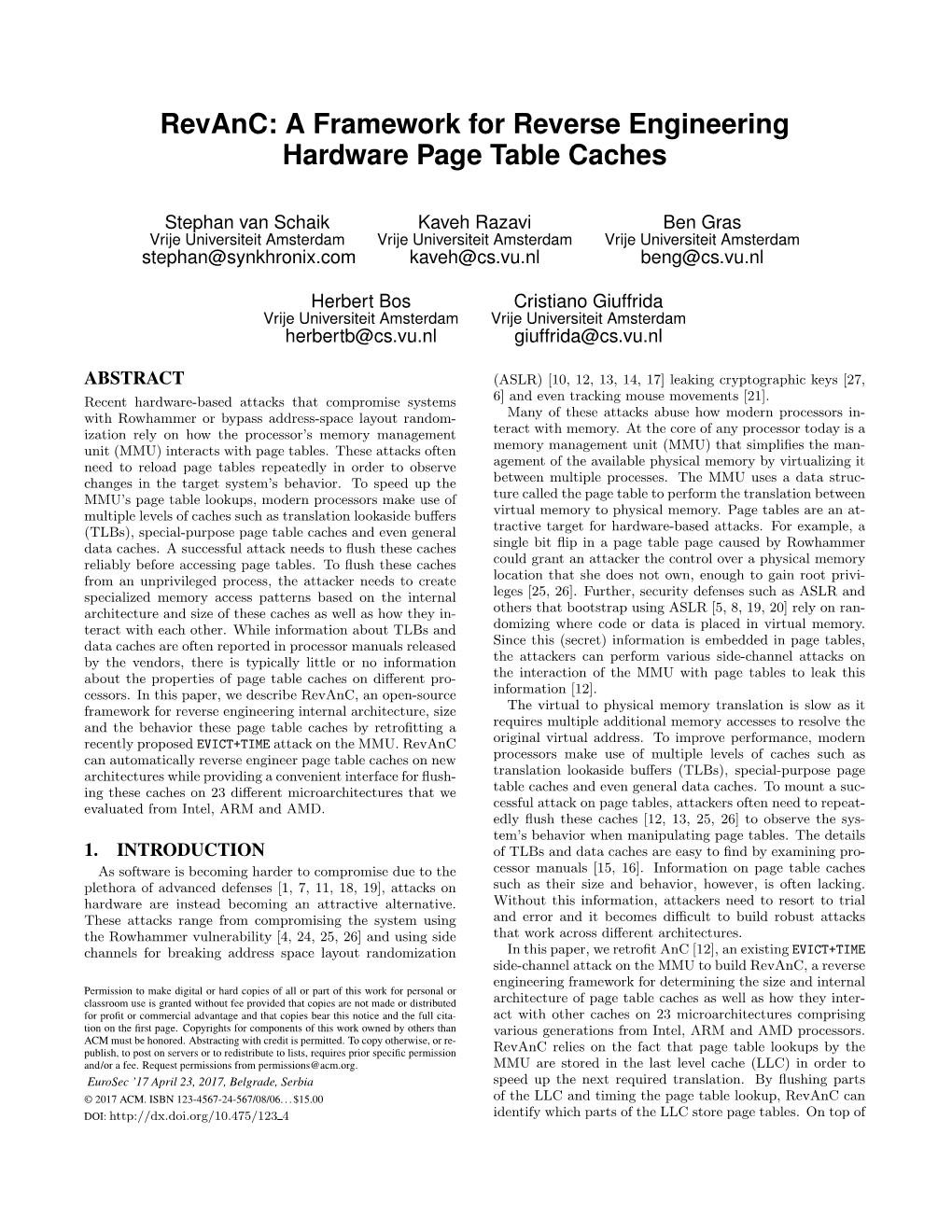 Revanc: a Framework for Reverse Engineering Hardware Page Table Caches