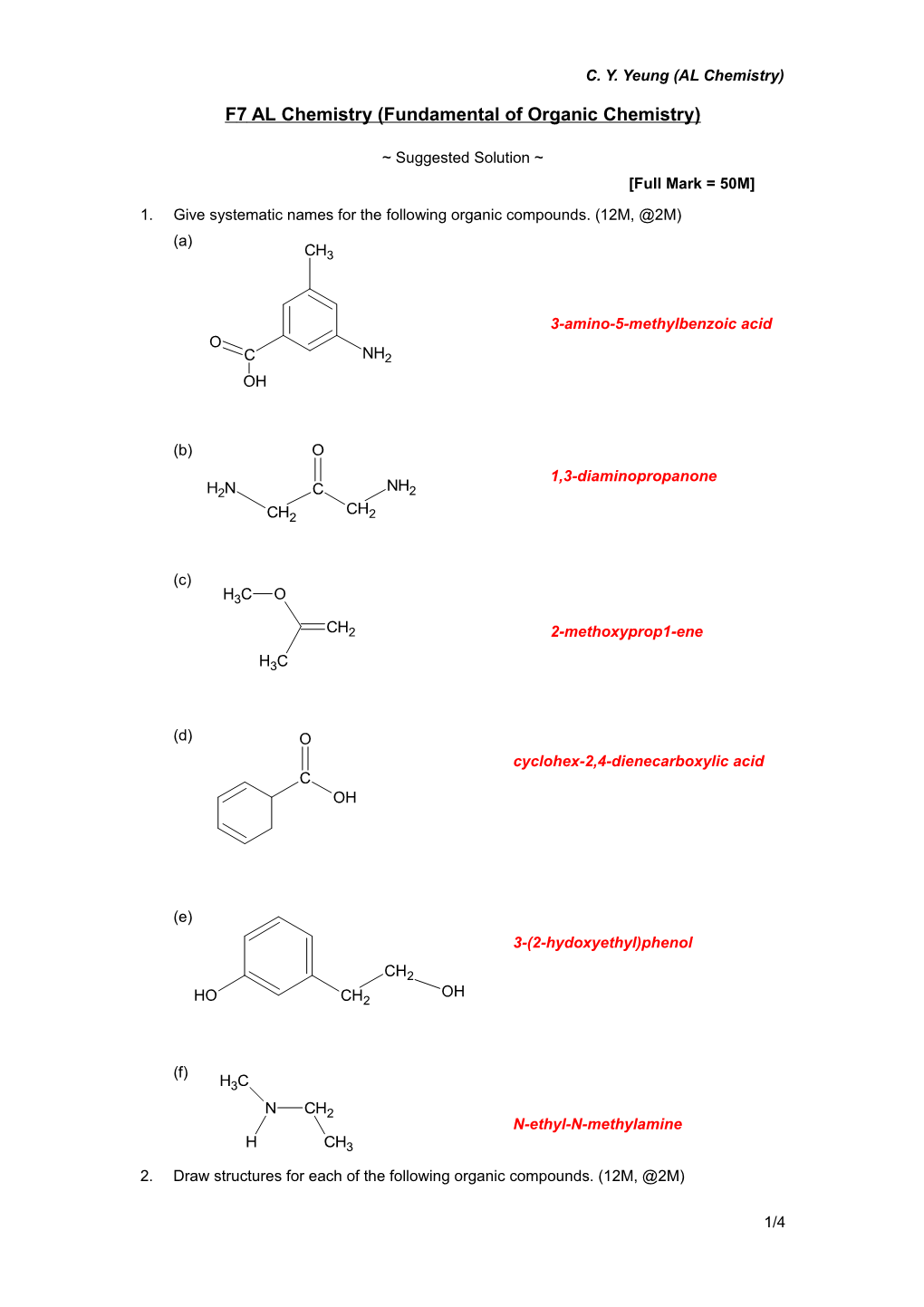 F7 AL Chemistry (Fundamental of Organic Chemistry)