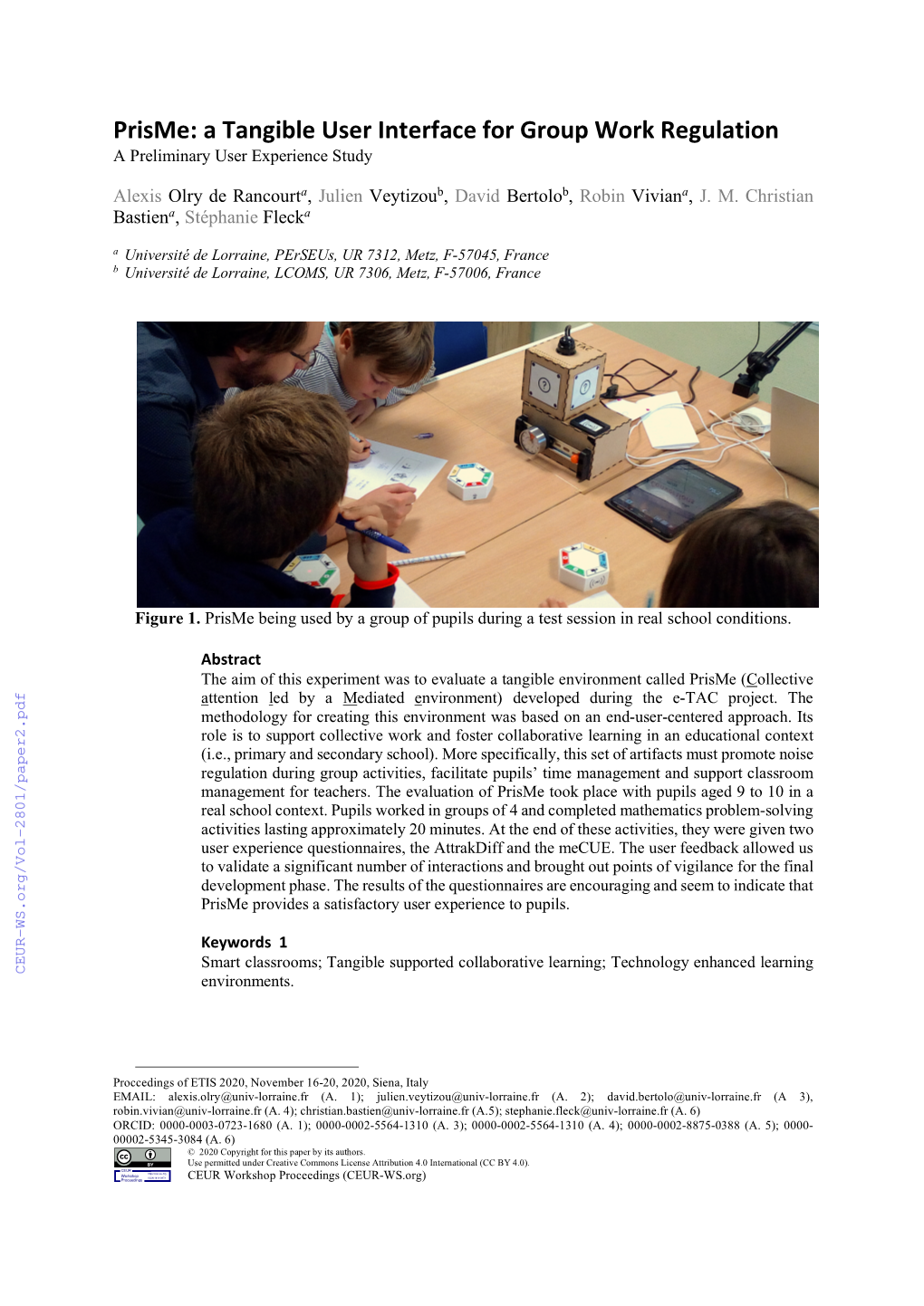 A Tangible User Interface for Group Work Regulation a Preliminary User Experience Study