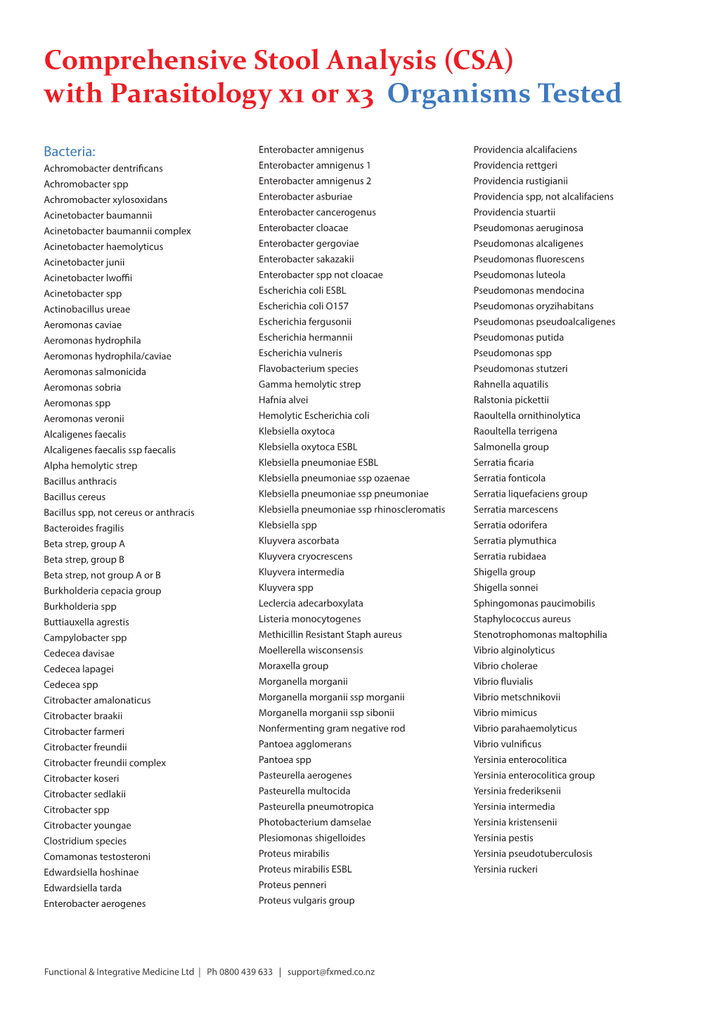 Comprehensive Stool Analysis (CSA) with Parasitology X1 Or X3 Organisms Tested