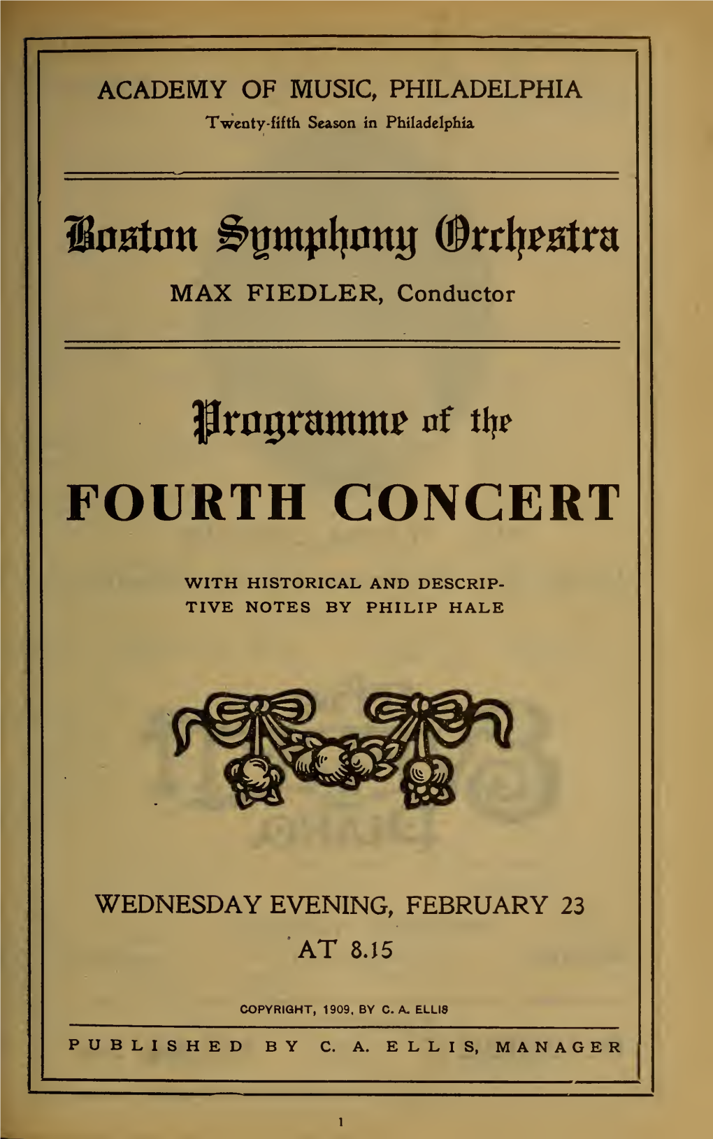 Boston Symphony Orchestra Concert Programs, Season 29,1909-1910, Trip