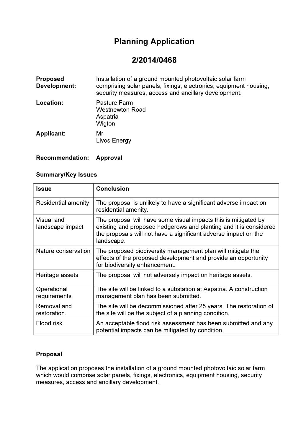 Planning Application 2/2014/0468