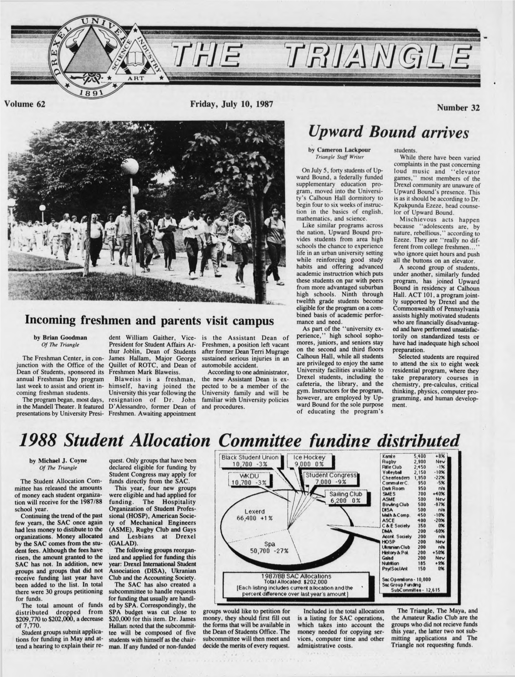 Upward Bound Arrives 1988 Student Allocation Committee Funding