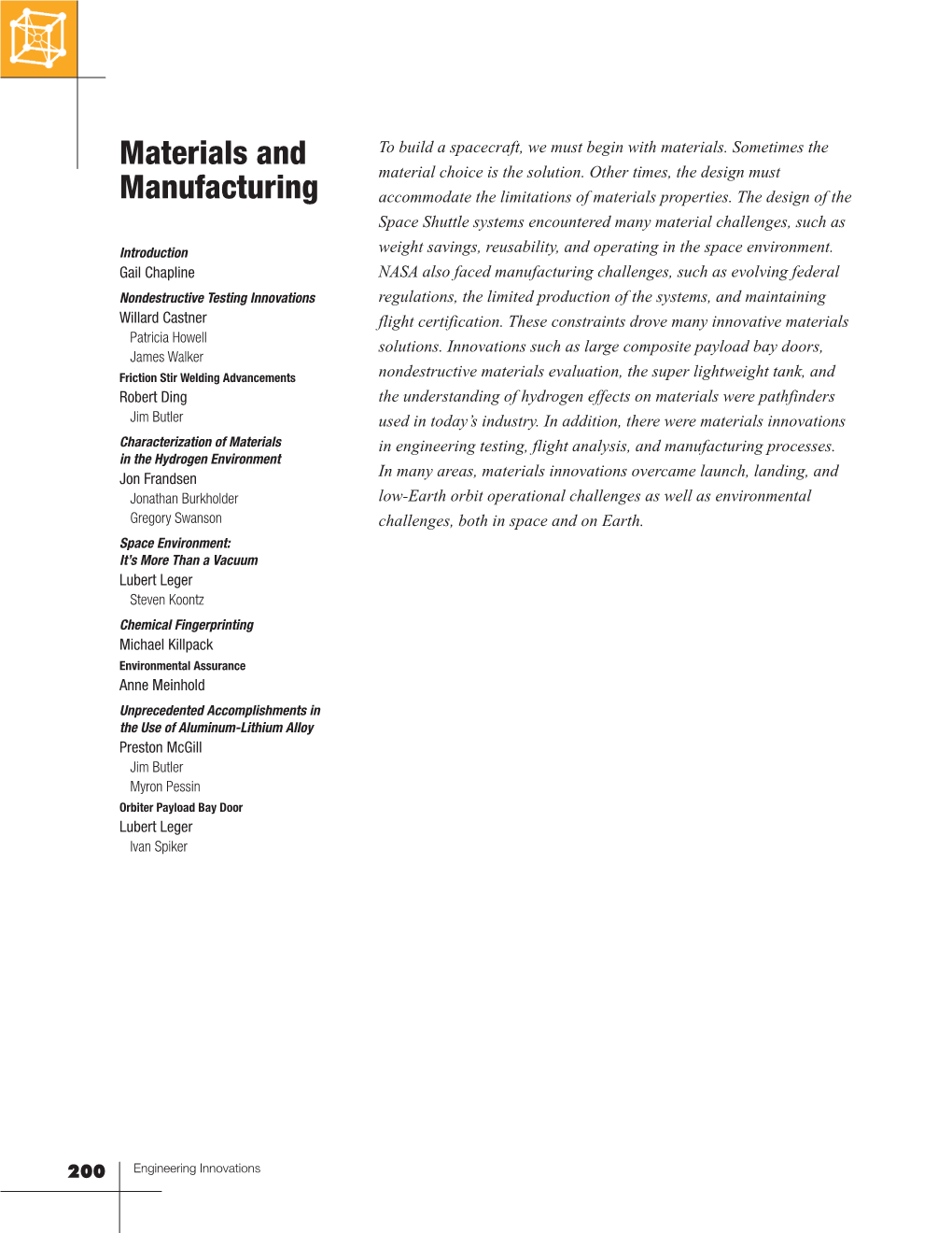 Materials and Manufacturing