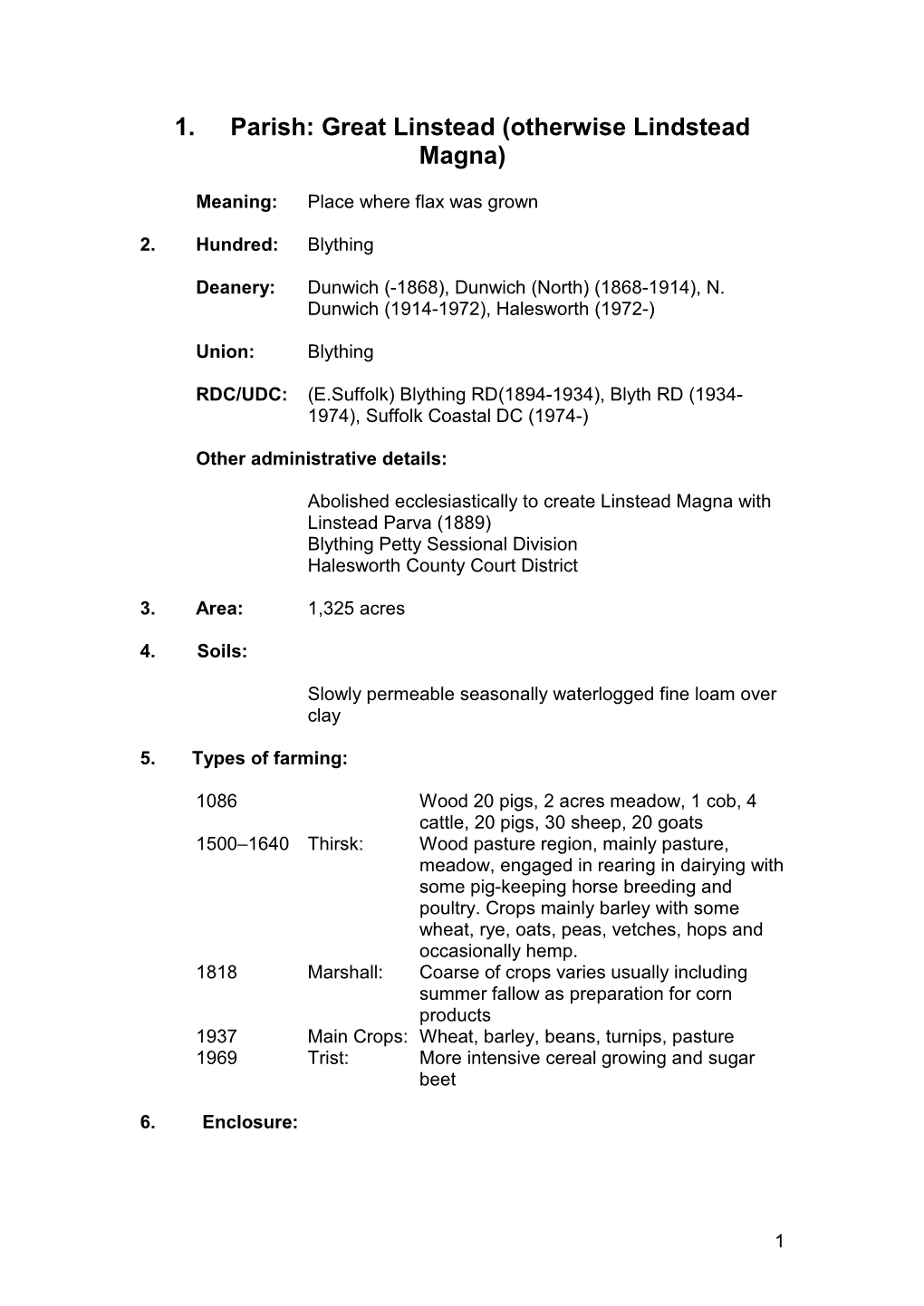 Linstead Magna with Linstead Parva (1889) Blything Petty Sessional Division Halesworth County Court District