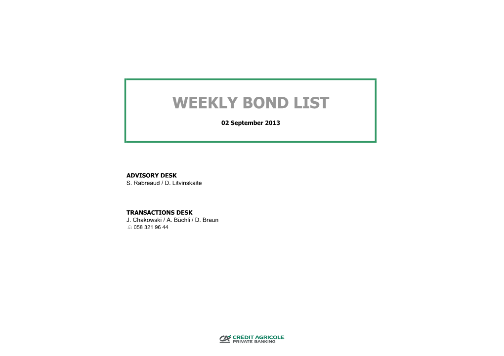 Weekly Bond List
