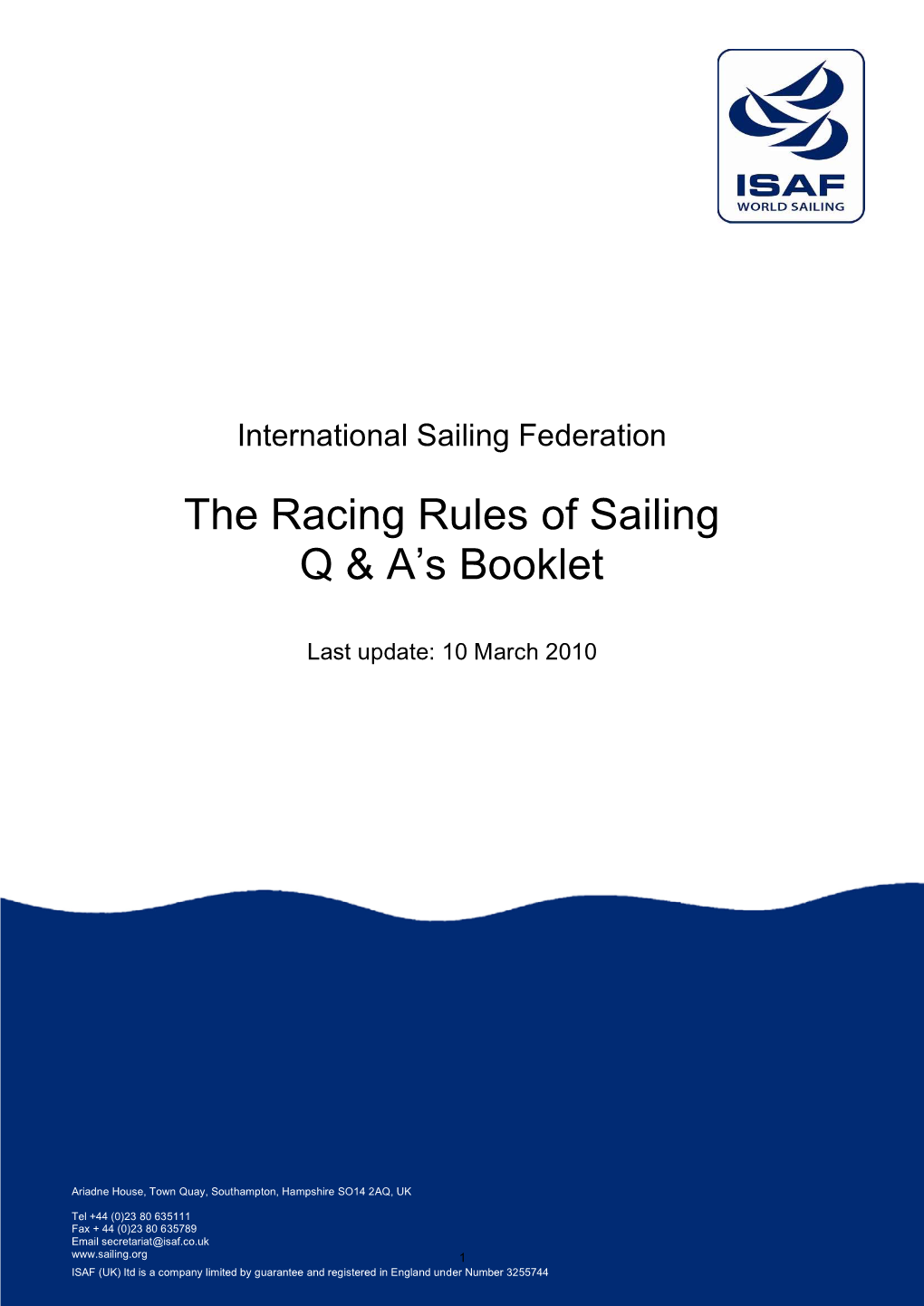 The Racing Rules of Sailing Q & A's Booklet