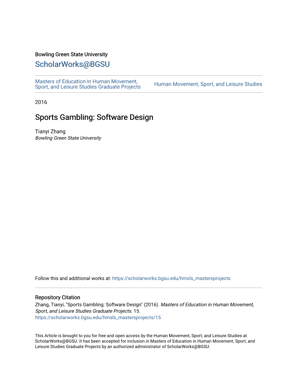 Sports Gambling: Software Design