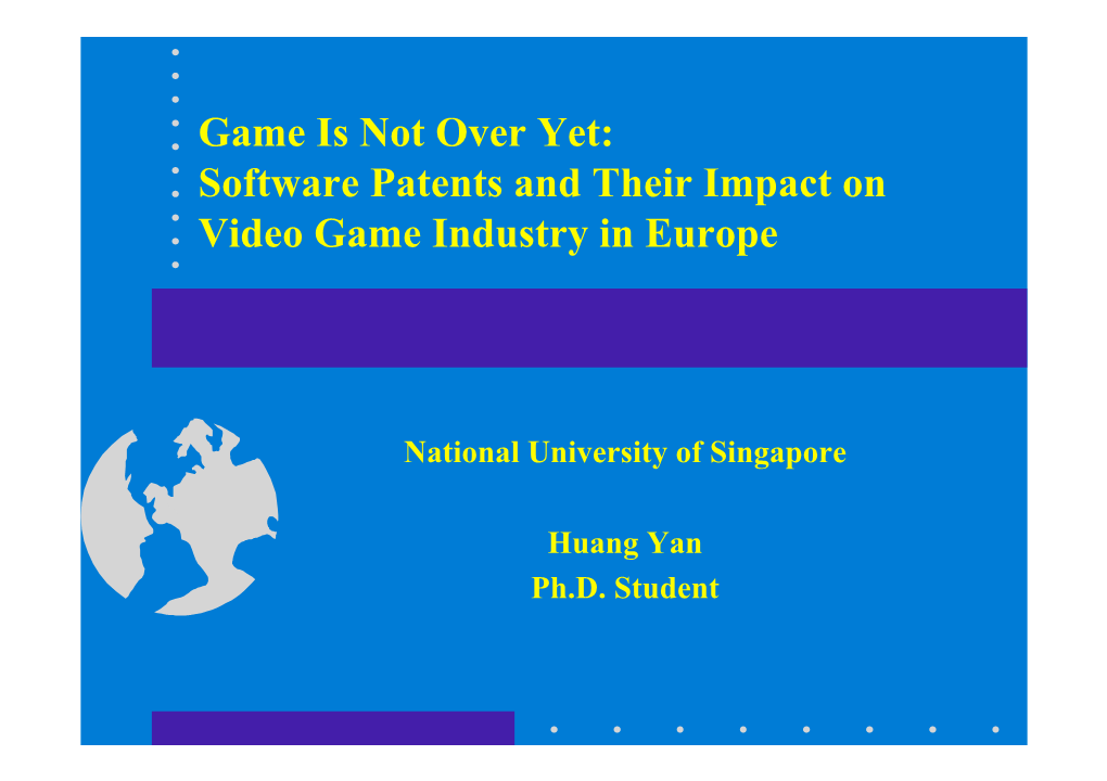 Software Patents and Their Impact on Video Game Industry in Europe