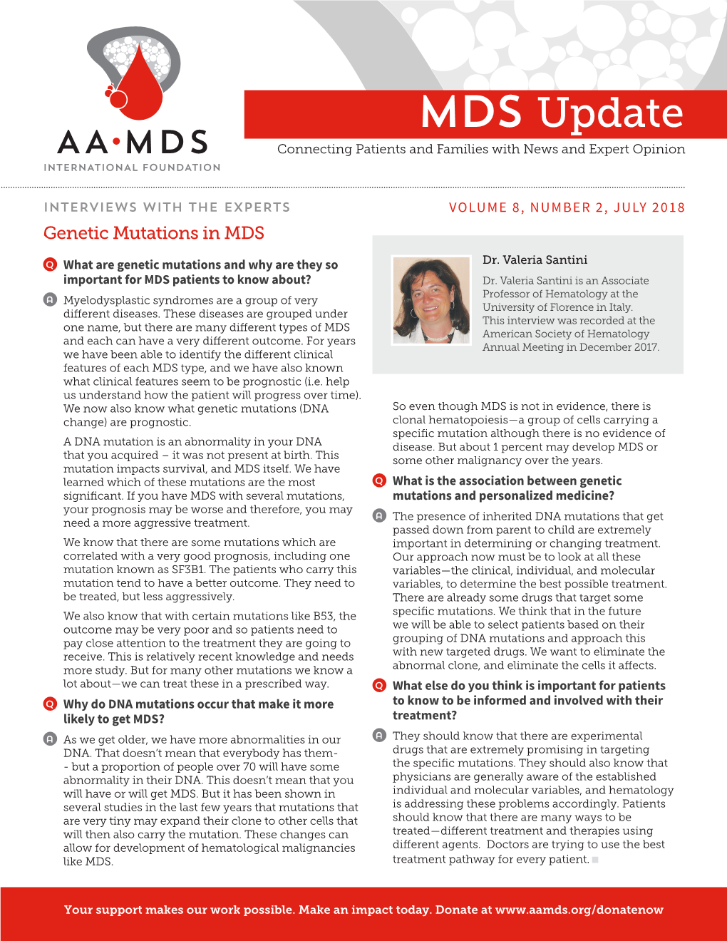 MDS Update, July 2018