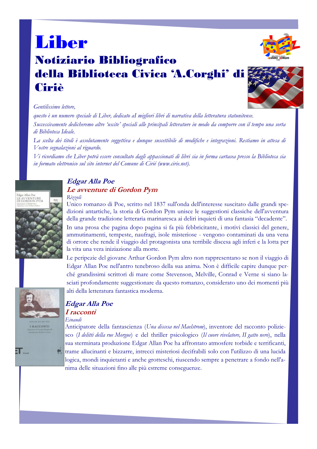 Notiziario Bibliografico Della Biblioteca Civica ‘A.Corghi’ Di Ciriè