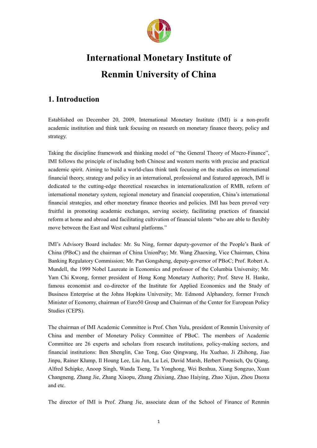 International Monetary Institute of Renmin University of China