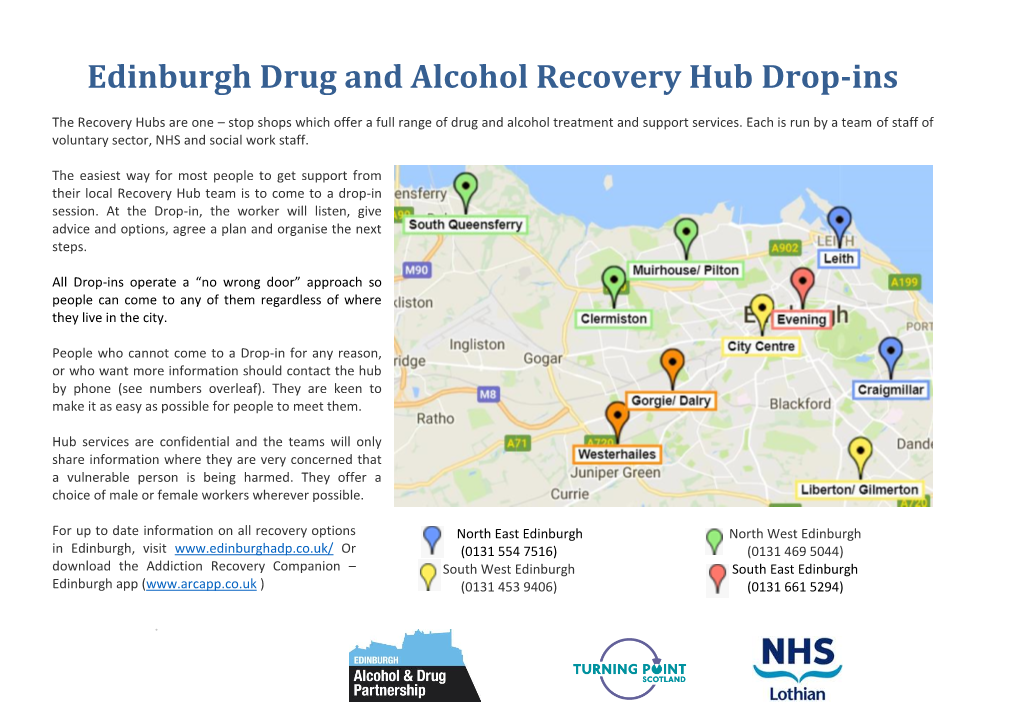 Edinburgh Drug and Alcohol Recovery Hub Drop-Ins