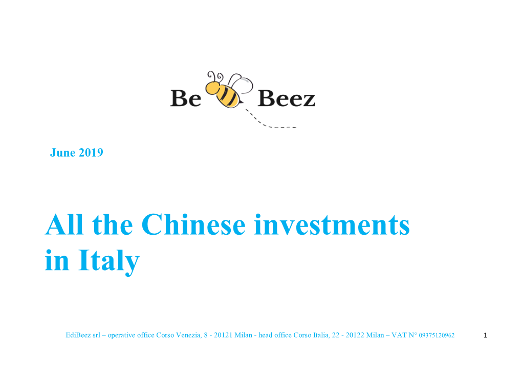 The Chinese Investments in Italy