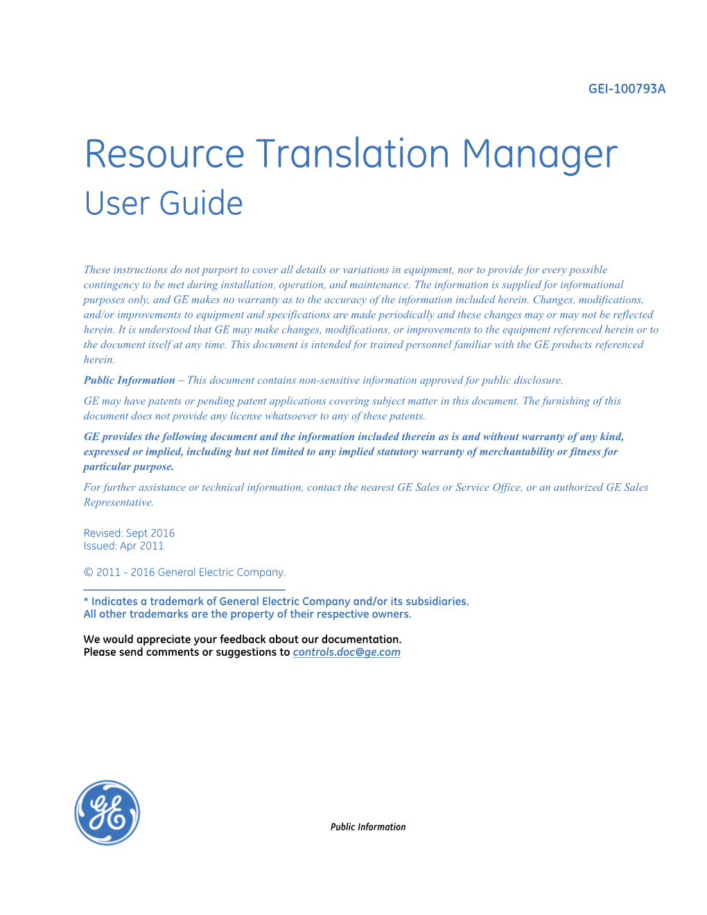 GEI-100793 Resource Translation Manager User