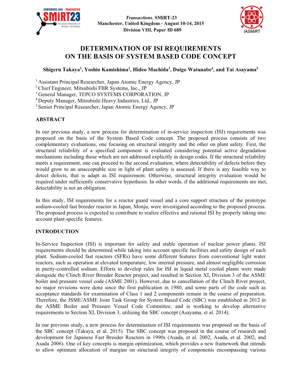 Determination of Isi Requirements on the Basis of System Based Code Concept