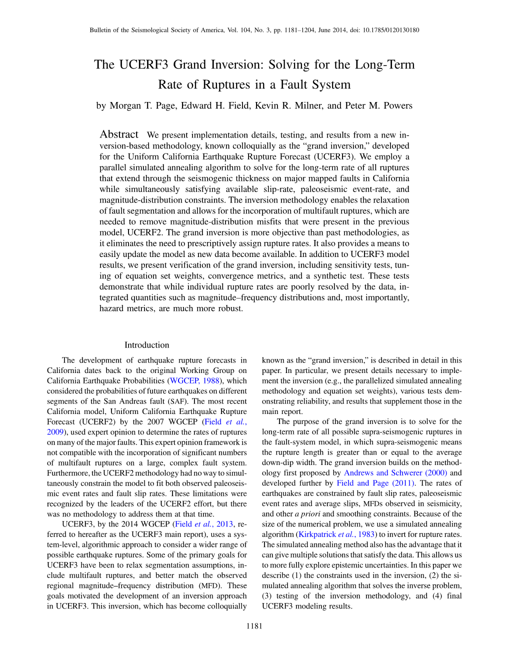 The UCERF3 Grand Inversion: Solving for the Long-Term Rate of Ruptures in a Fault System by Morgan T