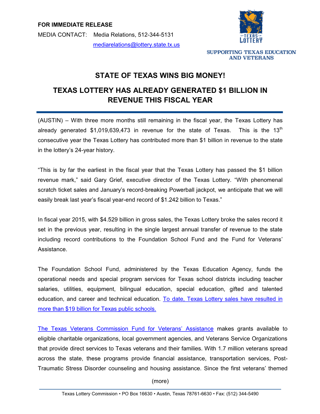 Texas Lottery Has Already Generated $1 Billion in Revenue This Fiscal Year