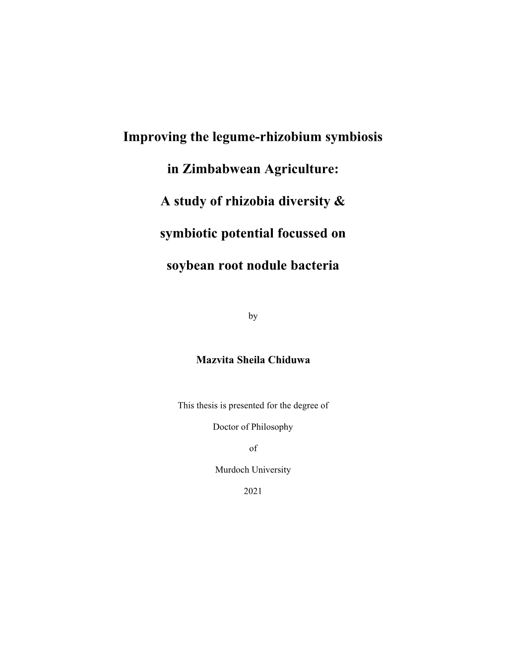 Improving the Legume-Rhizobium Symbiosis in Zimbabwean Agriculture