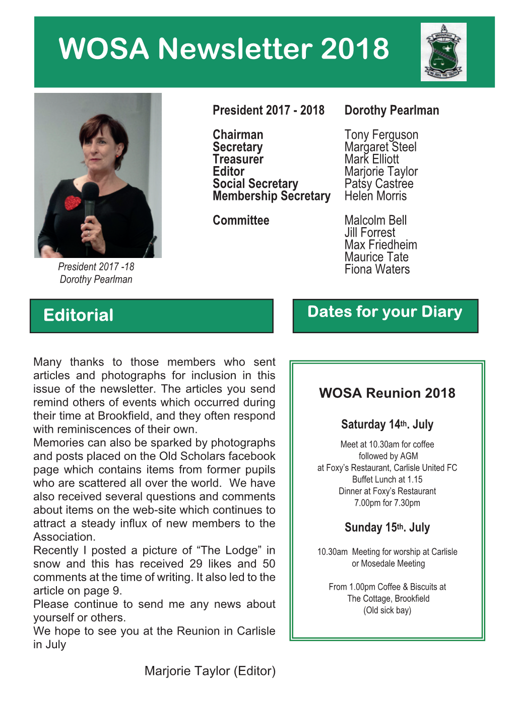 WOSA Newsletter 2018