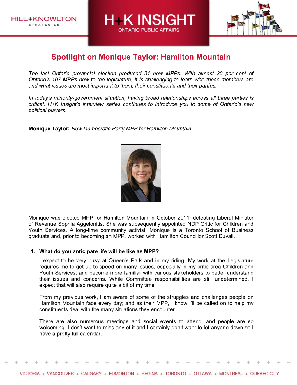 Spotlight on Monique Taylor: Hamilton Mountain