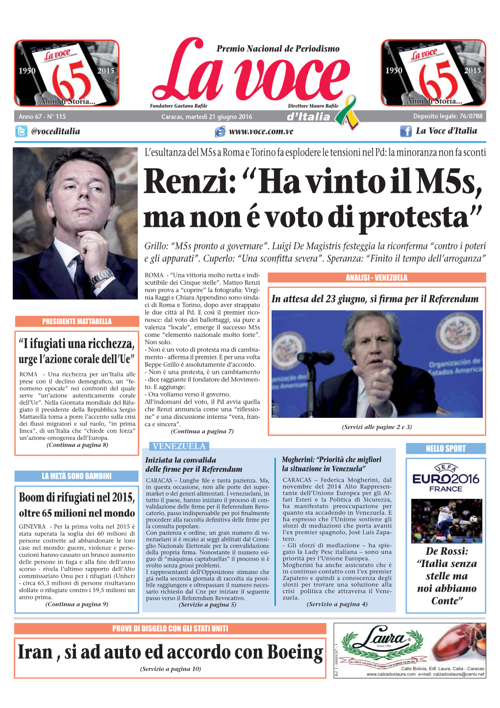 Renzi: “Ha Vinto Il M5s, Ma Non É Voto Di Protesta” Grillo: “M5s Pronto a Governare”