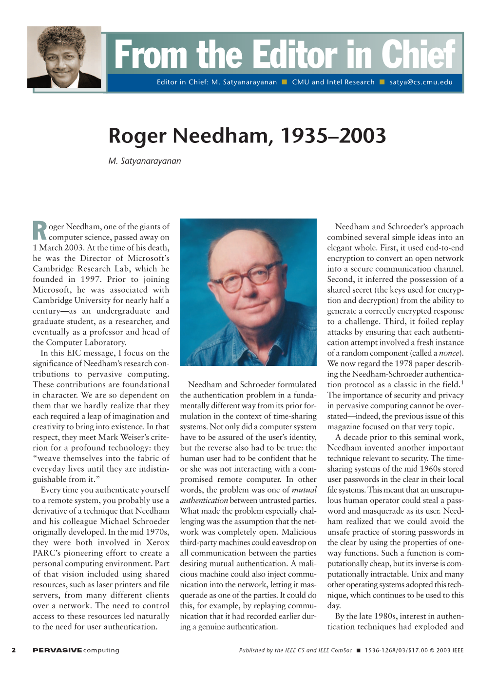 Roger Needham, 1935–2003