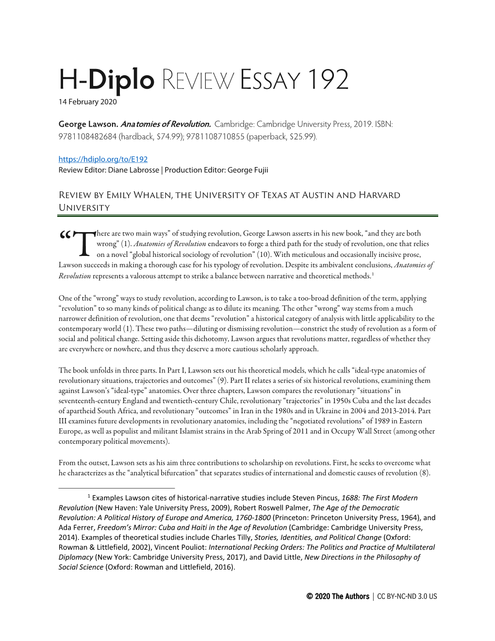 H-Diplo REVIEW ESSAY 192 14 February 2020