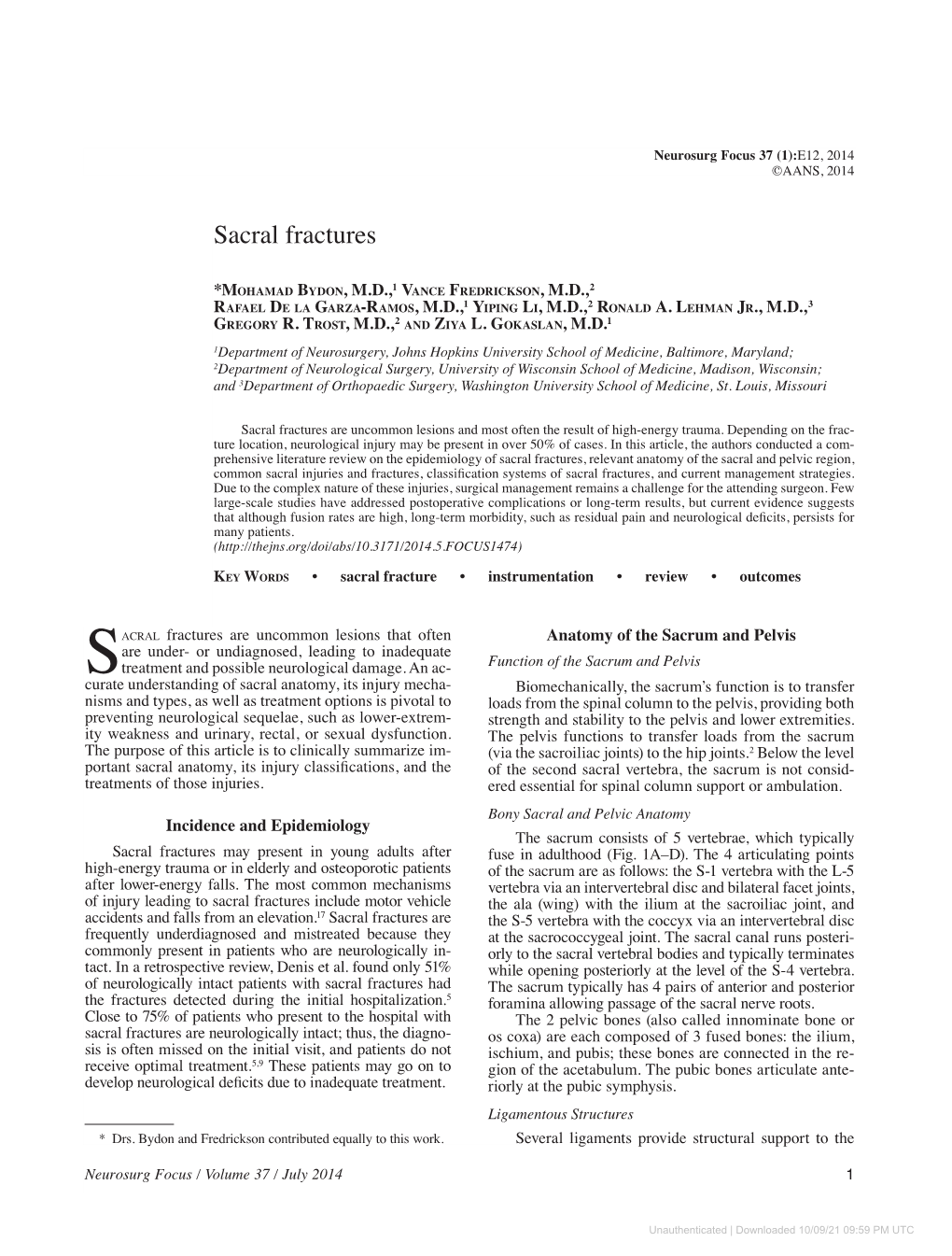 Sacral Fractures