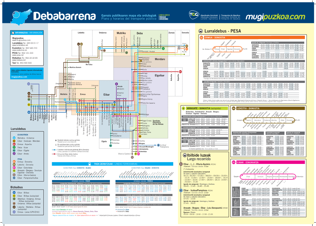 Debabarreneko Garraio Publikoaren Mapa Eta Ordutegiak