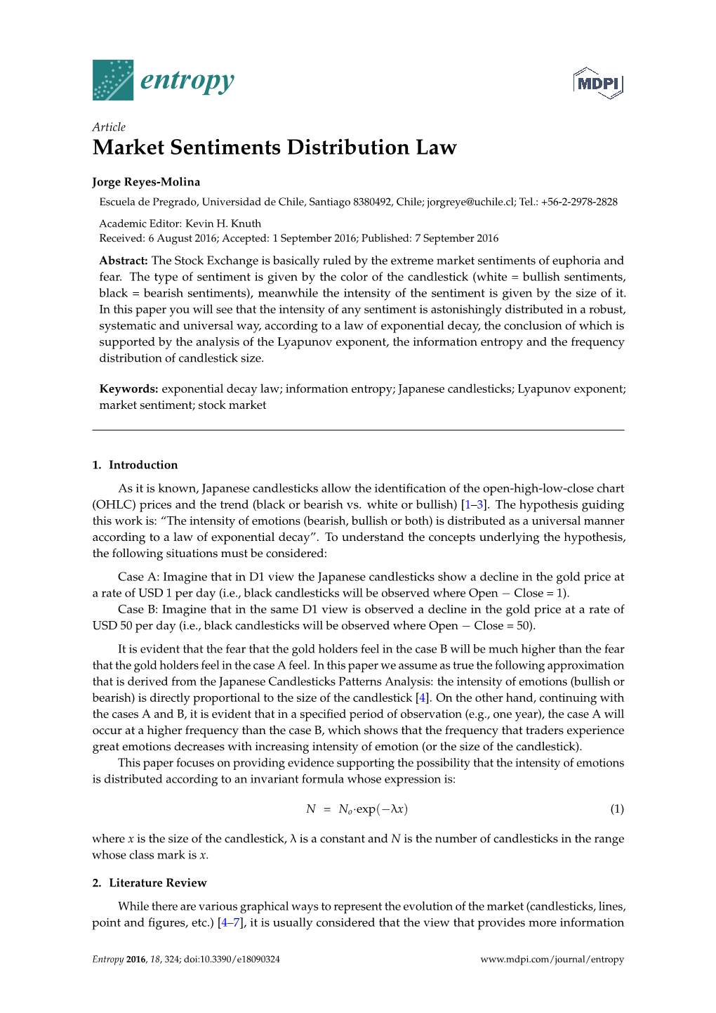 Market Sentiments Distribution Law