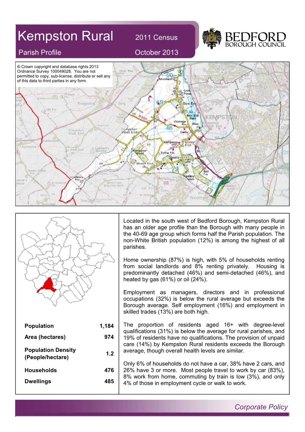 Kempston Rural 2011 Census Parish Profile October 2013