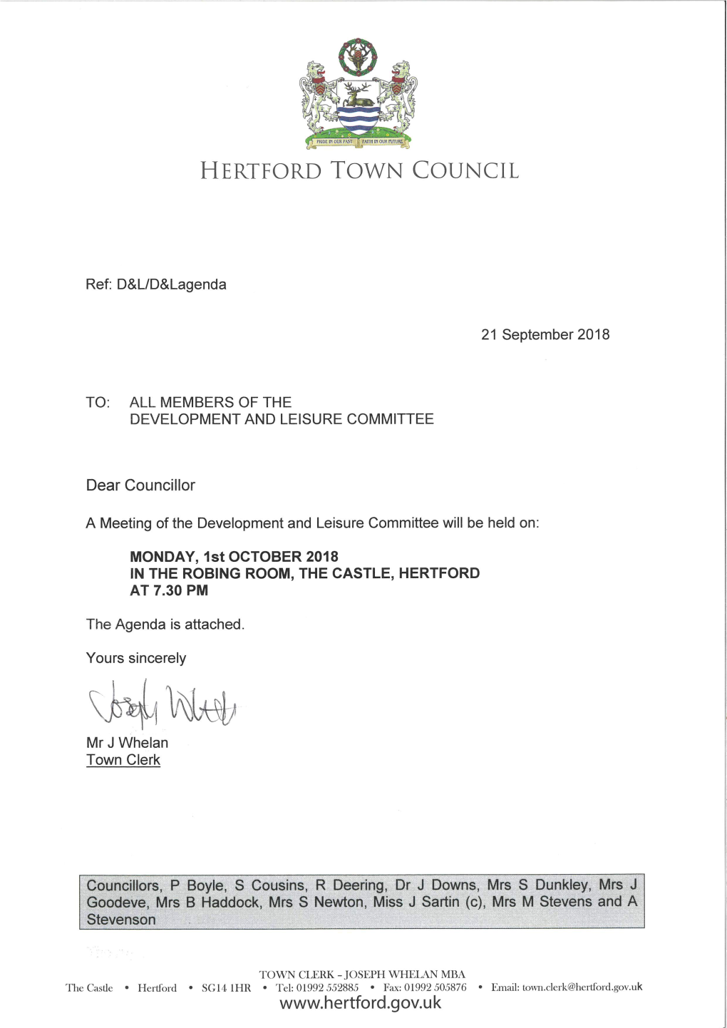 REPORT to a MEETING of the DEVELOPMENT and LEISURE COMMITTEE – 1St OCTOBER 2018 PAPER B