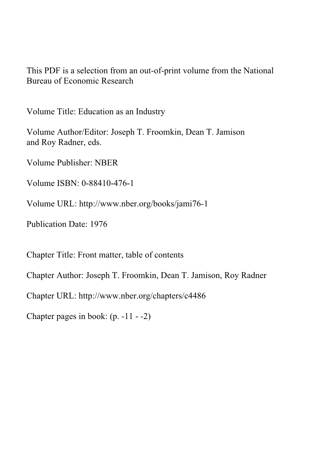 Front Matter, Table of Contents