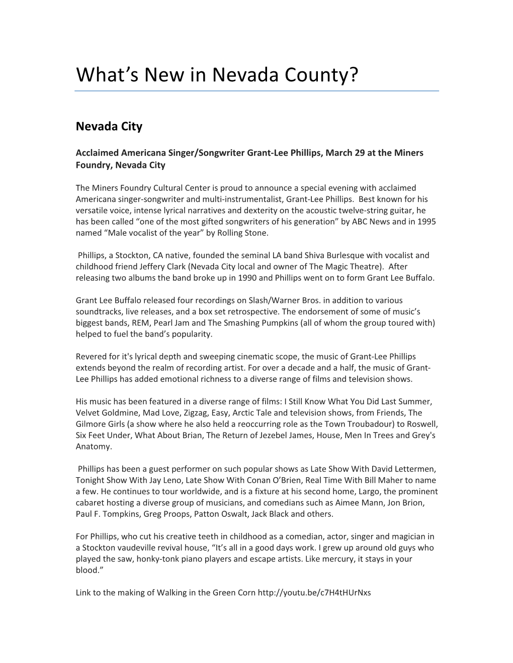 What's New in Nevada County?