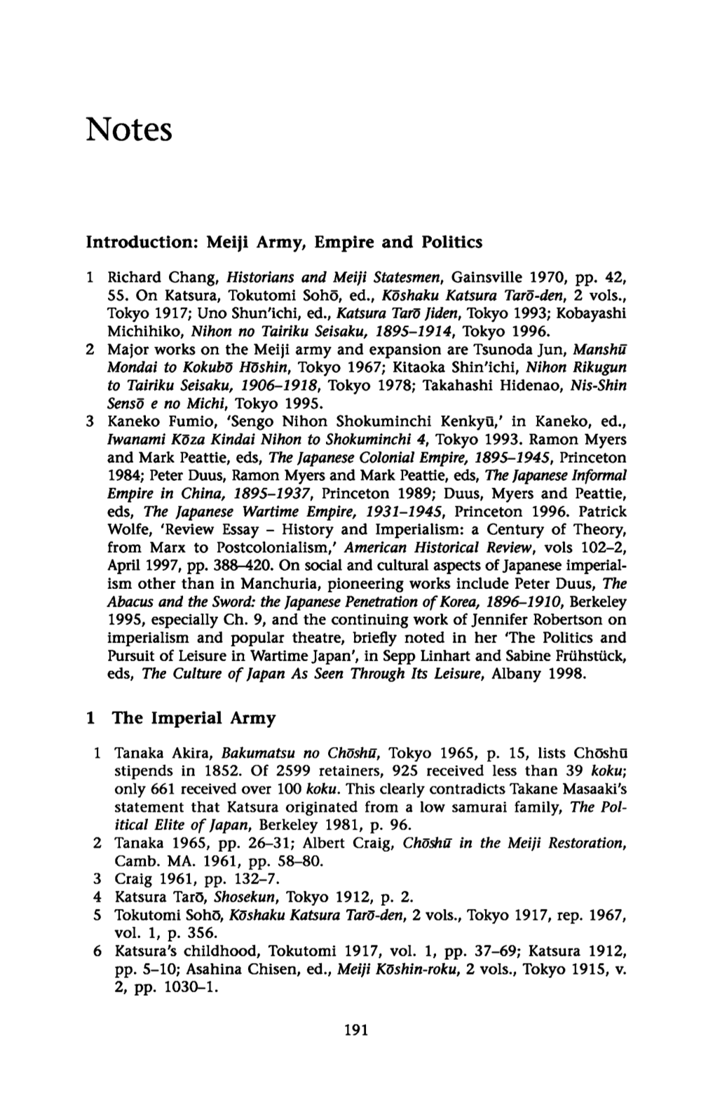 Introduction: Meiji Army, Empire and Politics 1 the Imperial Army