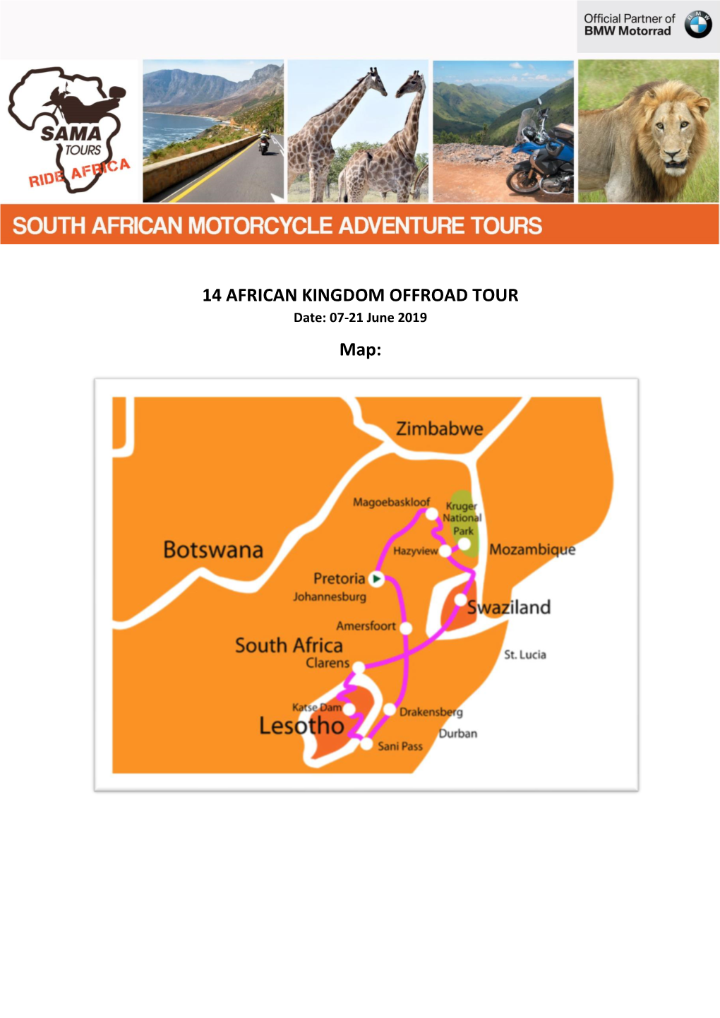 14 AFRICAN KINGDOM OFFROAD TOUR Map