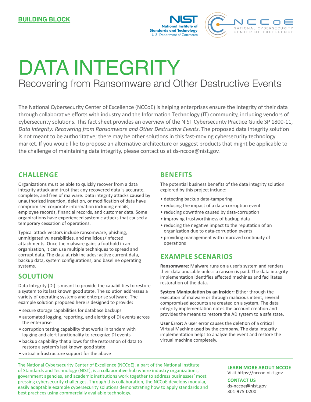 Data Integrity: Recovering from Ransomware and Other Destructive Events