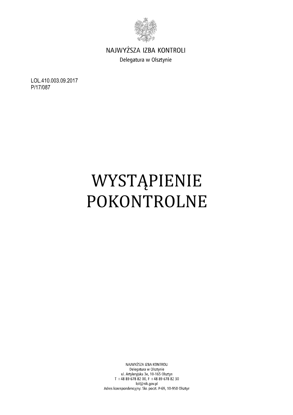 Wystąpienie Pokontrolne