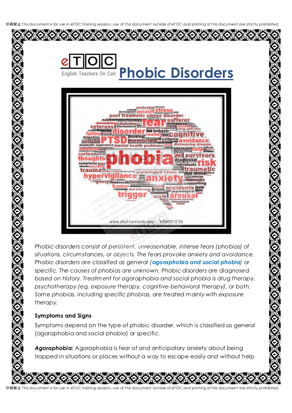 Phobic Disorders