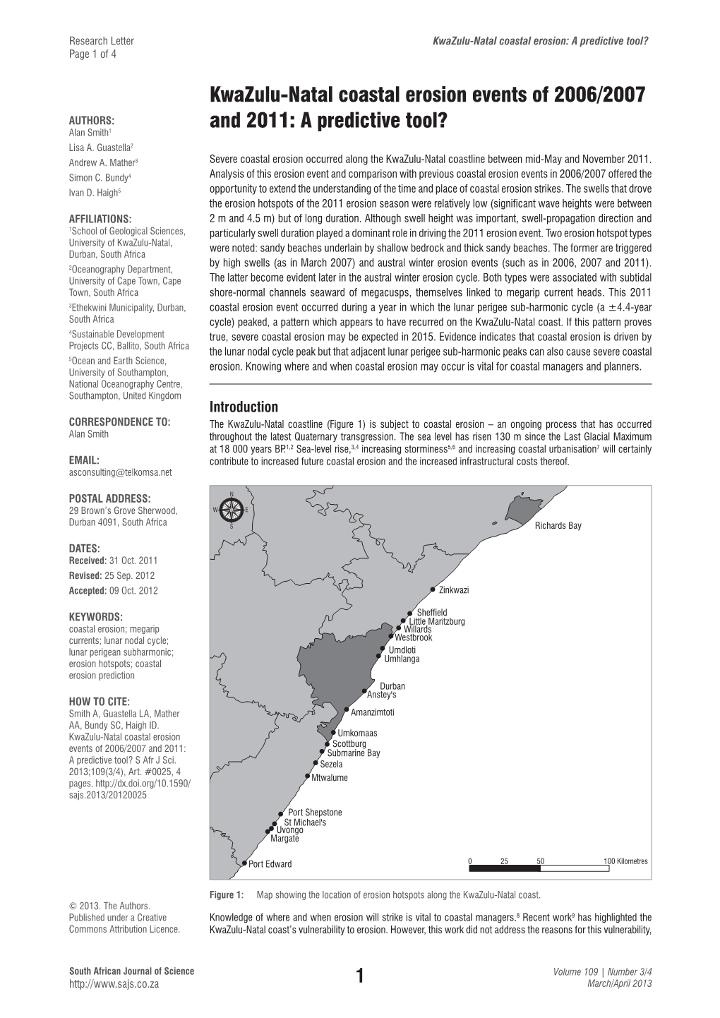 Kwazulu-Natal Coastal Erosion Events of 2006/2007 and 2011