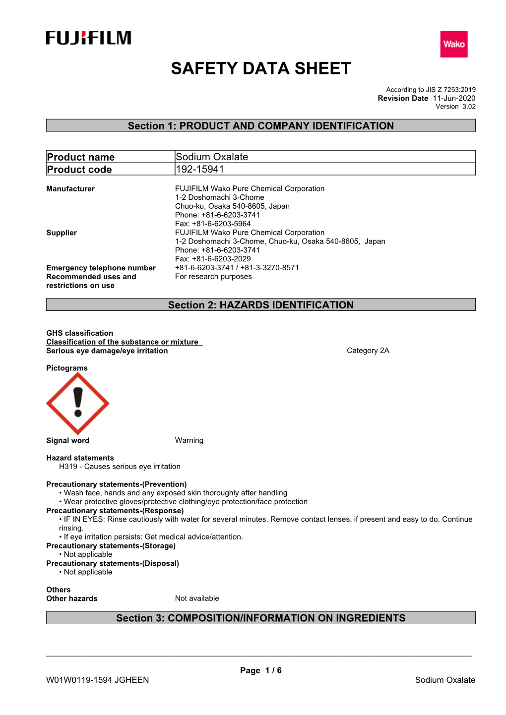 Safety Data Sheet