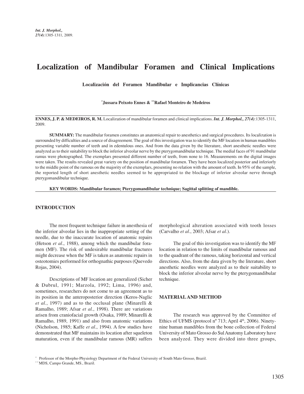 Localization of Mandibular Foramen and Clinical Implications